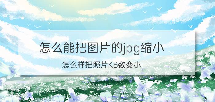 怎么能把图片的jpg缩小 怎么样把照片KB数变小？